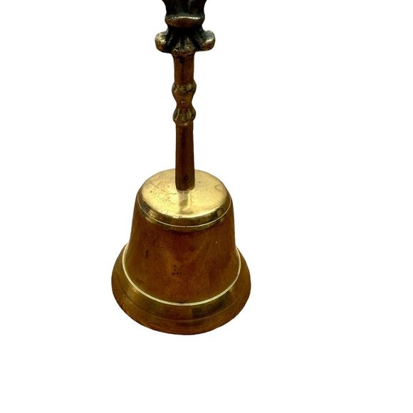 Antique Solid Brass Fleur de Lis Bell Made In Korea Mid Century Dinner Bell - Picture 3 of 7